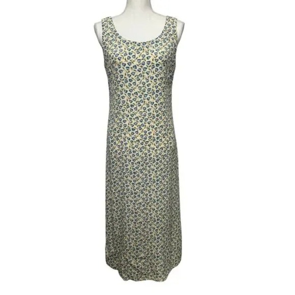 Vintage Y2K Donna Ricco Floral Maxi Dress Women 8P Yellow Blue Friends Phoebe - Picture 1 of 12